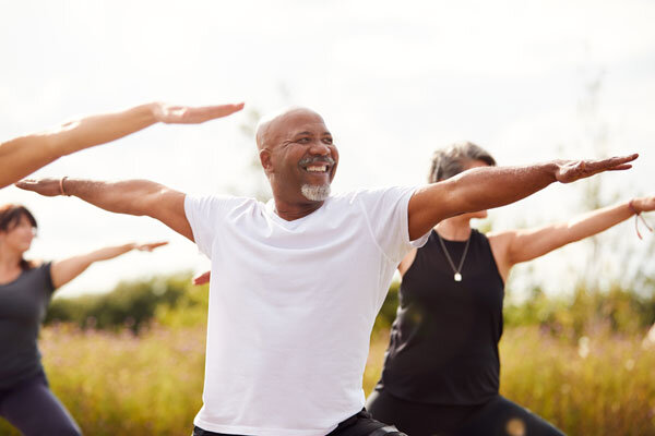 Guests enjoying an outdoor yoga class