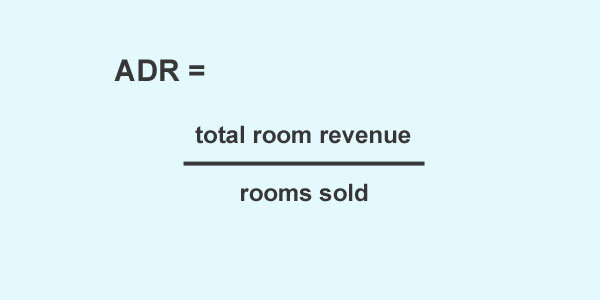 ADR formula = total room revenue divided by rooms sold
