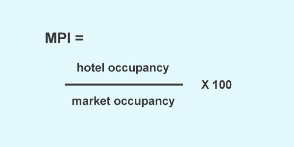 MPI formula = hotel occupancy divided by market occupancy, multiplied by 100