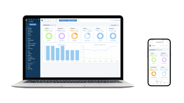 WebRezPro v11 dashboard on mobile and laptop