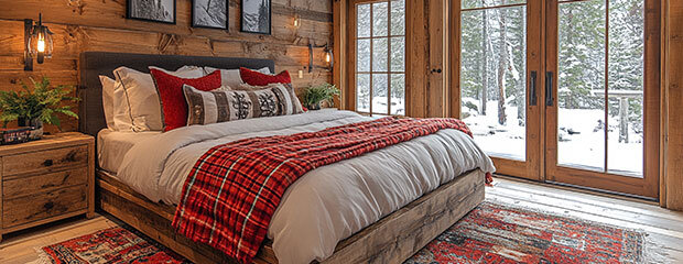 Cozy bed at inn or bed & breakfast