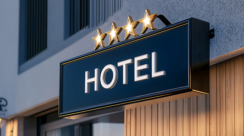 Illuminated Hotel Sign with 4 Stars