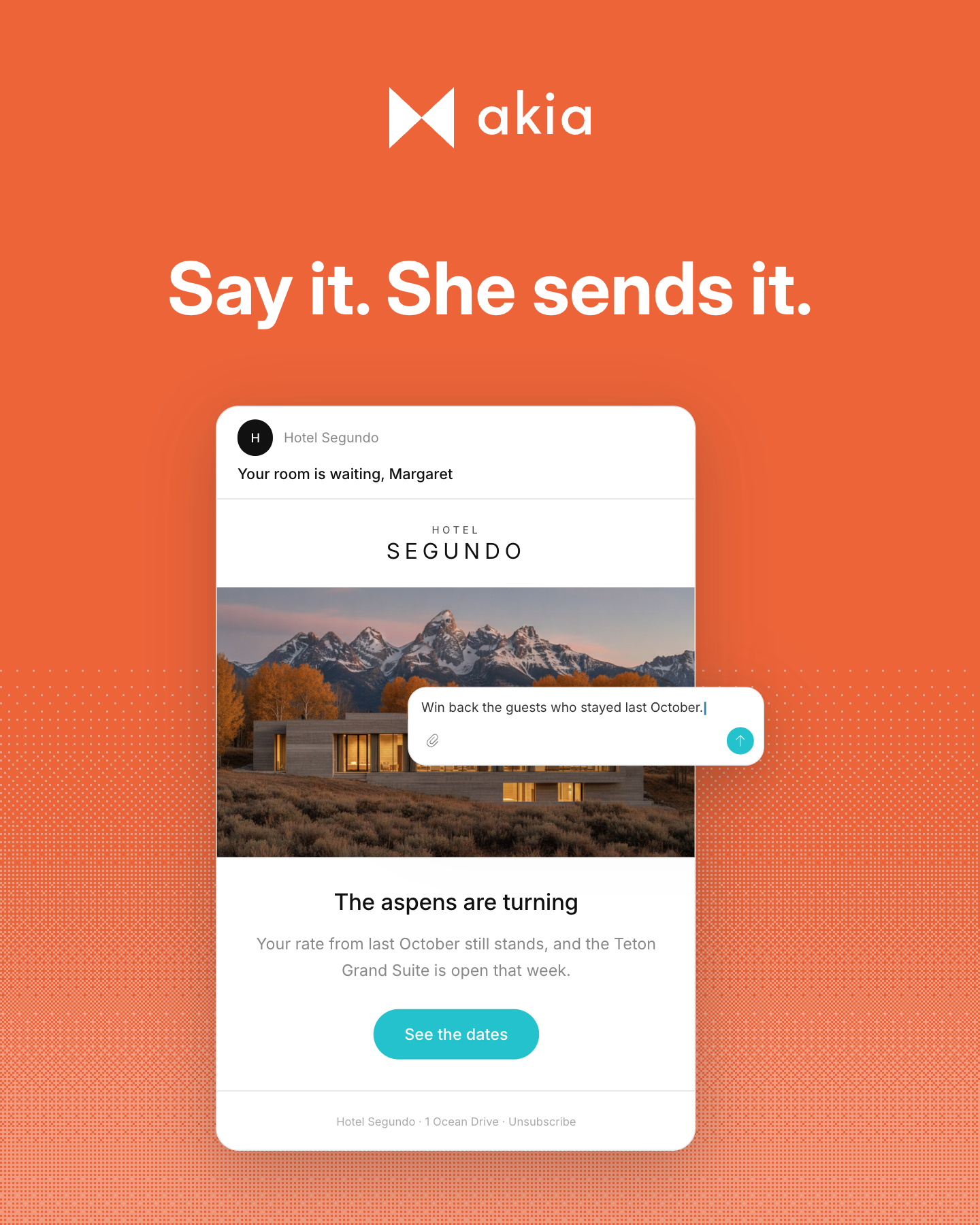 Akia is an AI agent built for hotels