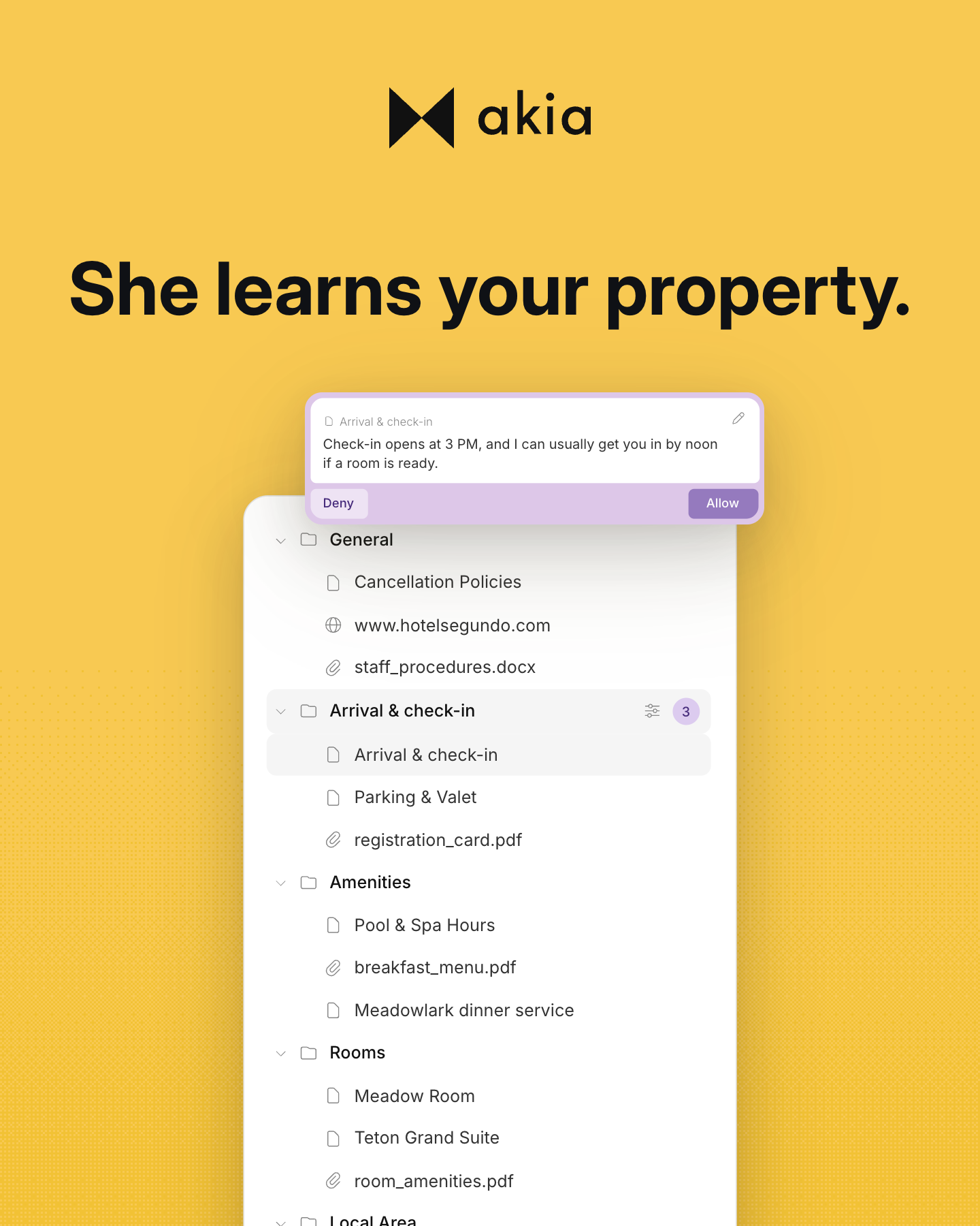 Akia is an AI agent built for hotels